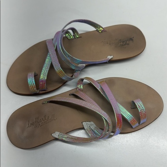 Loeffler Randall Sarie Sandals Strappy Leather Toe Ring Iridescent Colorful 6.5 - Picture 8 of 10